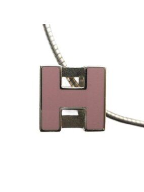 Hermes Cage Ash Necklace Logo Silver